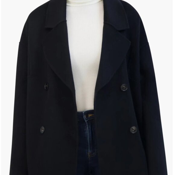 NWT REBECCA MINKOFF Black Double-Breasted Peacoat - M - Picture 2 of 8